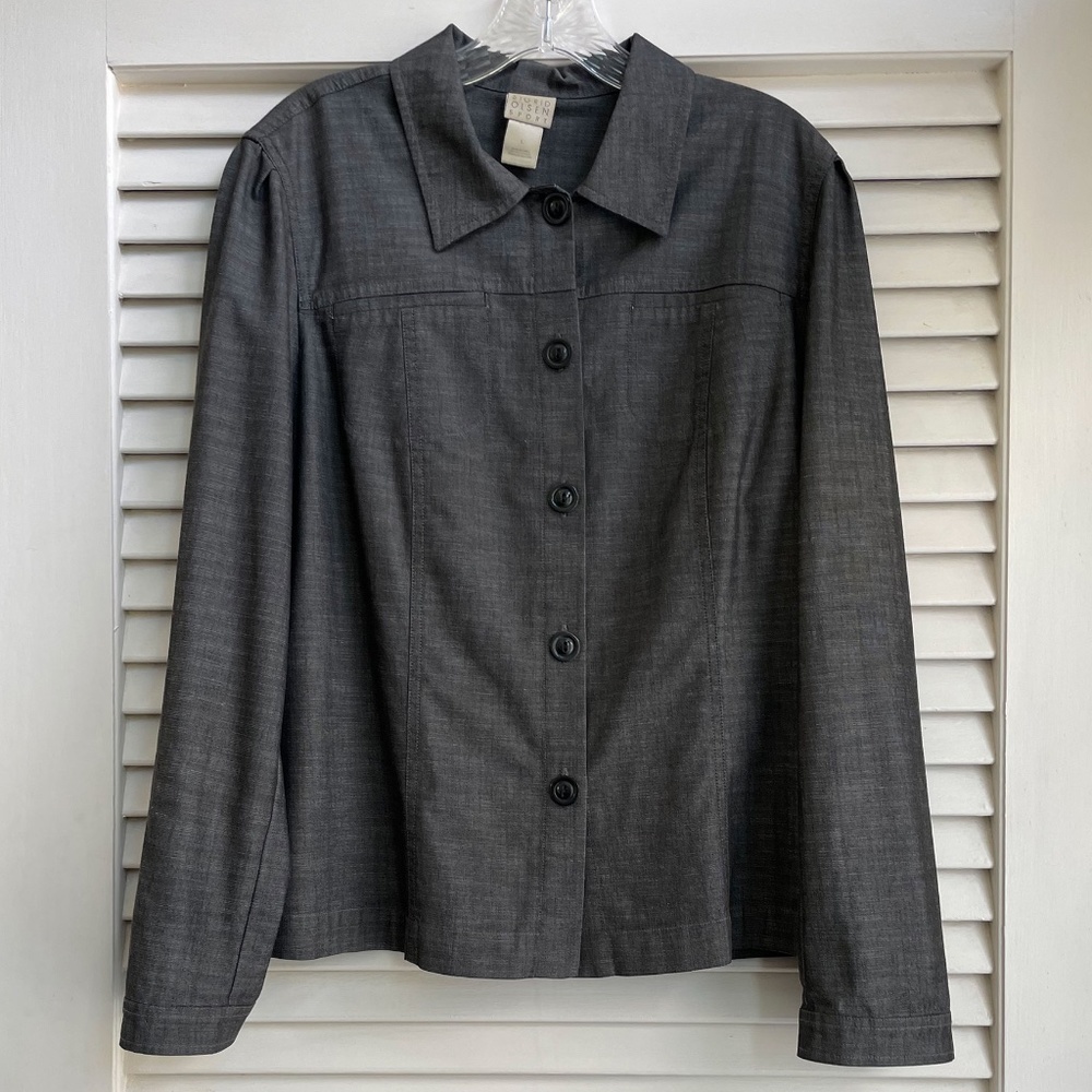 Sigred Olsen Sport Light Weight Jacket, Grey With Black Buttons, Size L